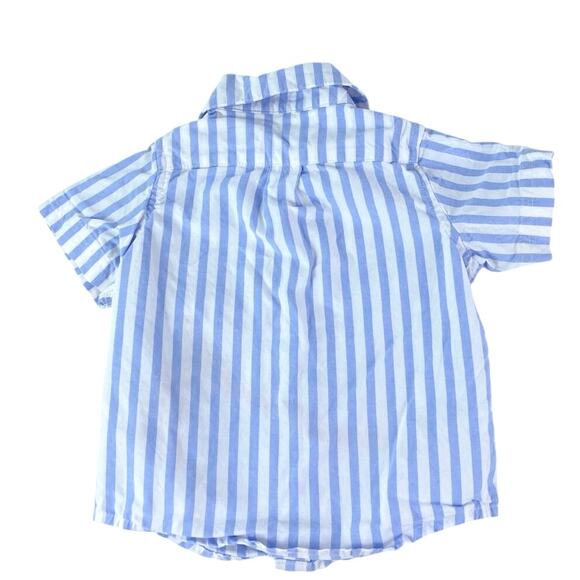 Janie & Jack Striped Cabana Baby Blue White Button Down Matching Set Size 6-12M - Picture 3 of 7